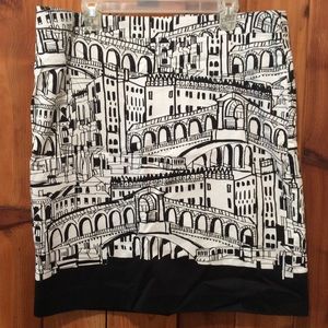 Black white European bridges lined pencil skirt womens plus size 18 Italy Venice